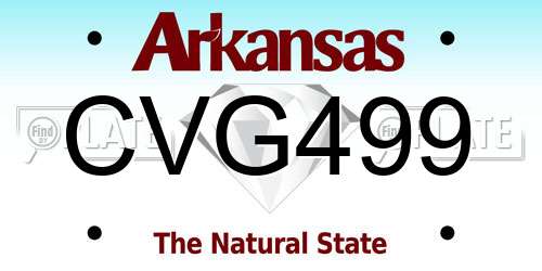 CVG499 Arkansas License Plate