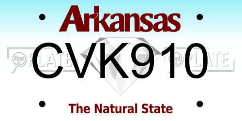 CVK910 Arkansas License Plate