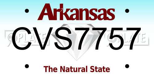 CVS7757 Arkansas License Plate