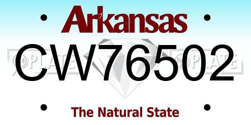 CW76502 Arkansas License Plate