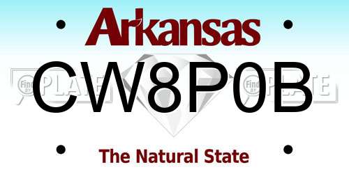 CW8P0B Arkansas License Plate
