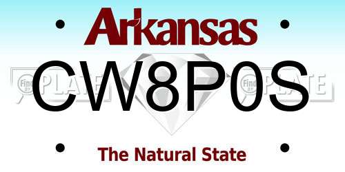 CW8P0S Arkansas License Plate