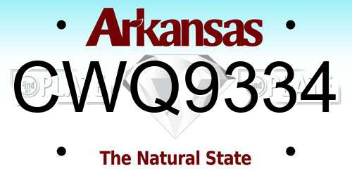 CWQ9334 Arkansas License Plate