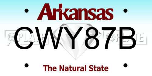 CWY87B Arkansas License Plate