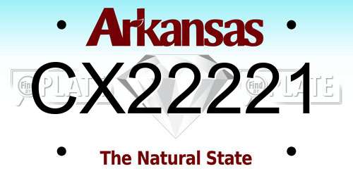 CX22221 Arkansas License Plate