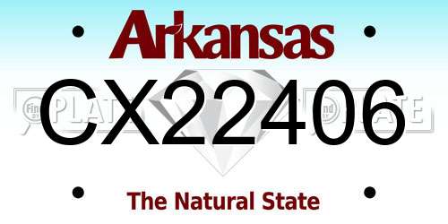CX22406 Arkansas License Plate