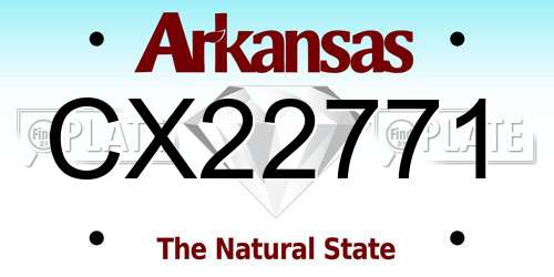 CX22771 Arkansas License Plate