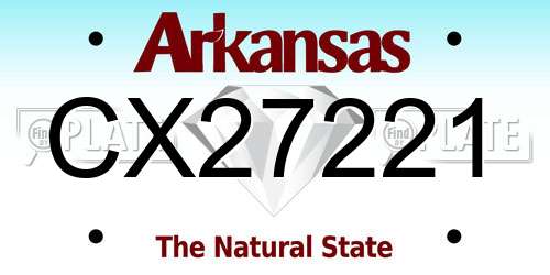 CX27221 Arkansas License Plate