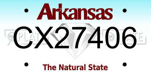 CX27406 Arkansas License Plate