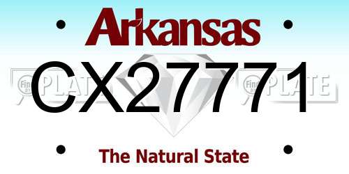 CX27771 Arkansas License Plate