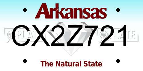 CX2Z721 Arkansas License Plate