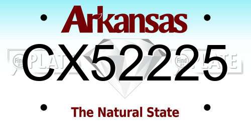 CX52225 Arkansas License Plate