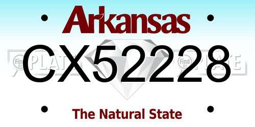 CX52228 Arkansas License Plate