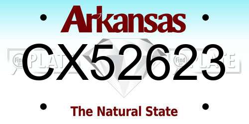 CX52623 Arkansas License Plate