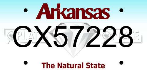 CX57228 Arkansas License Plate