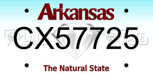 CX57725 Arkansas License Plate
