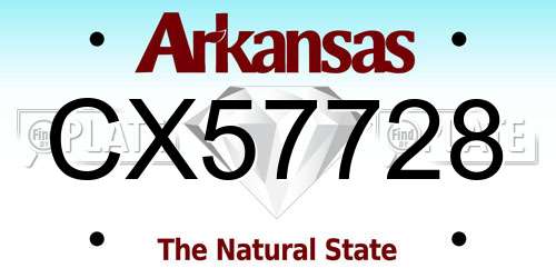 CX57728 Arkansas License Plate