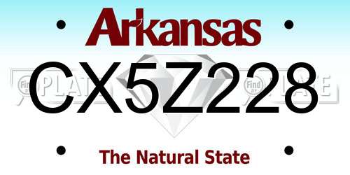 CX5Z228 Arkansas License Plate