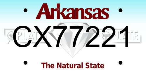 CX77221 Arkansas License Plate