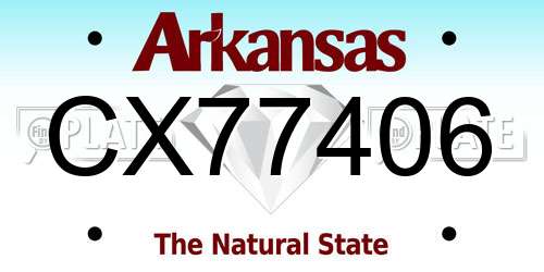 CX77406 Arkansas License Plate