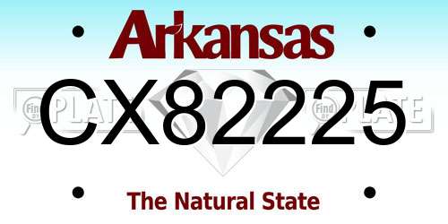 CX82225 Arkansas License Plate