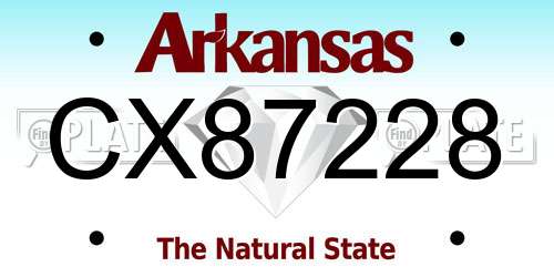 CX87228 Arkansas License Plate