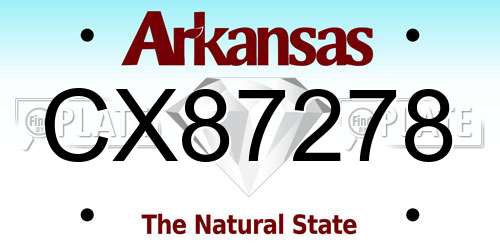 CX87278 Arkansas License Plate