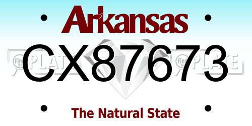 CX87673 Arkansas License Plate