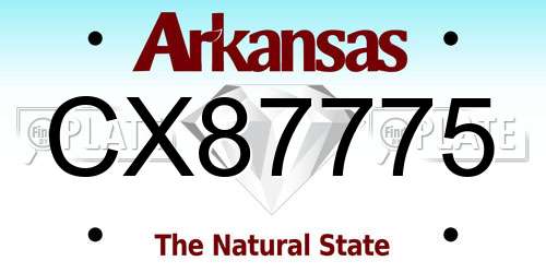 CX87775 Arkansas License Plate
