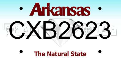 CXB2623 Arkansas License Plate