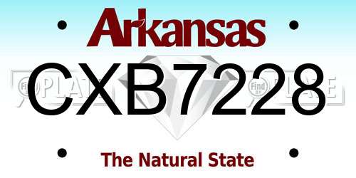 CXB7228 Arkansas License Plate