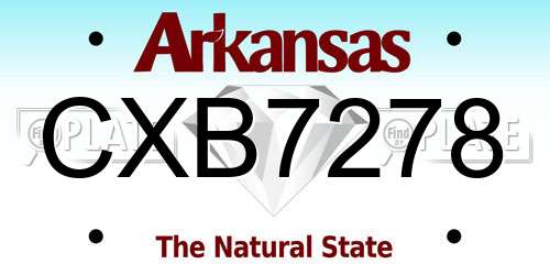 CXB7278 Arkansas License Plate