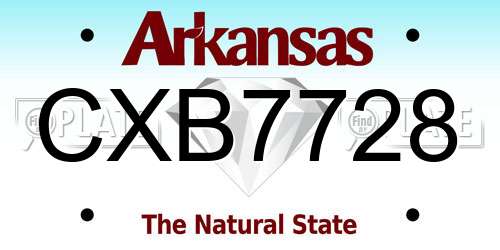 CXB7728 Arkansas License Plate