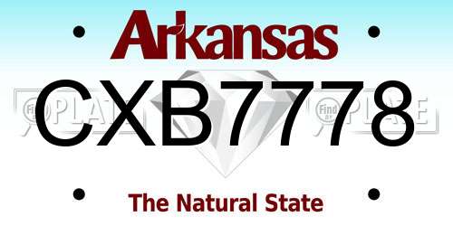 CXB7778 Arkansas License Plate