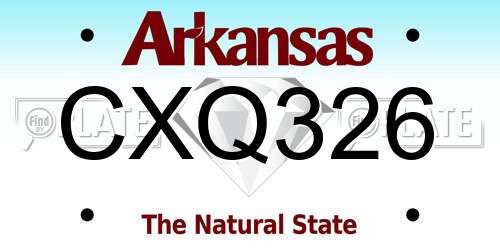 CXQ326 Arkansas License Plate