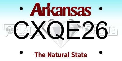 CXQE26 Arkansas License Plate