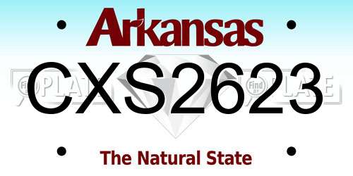 CXS2623 Arkansas License Plate