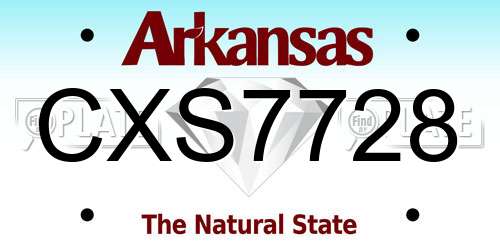 CXS7728 Arkansas License Plate