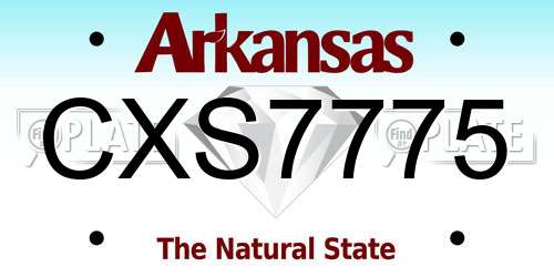 CXS7775 Arkansas License Plate
