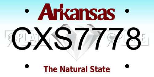 CXS7778 Arkansas License Plate