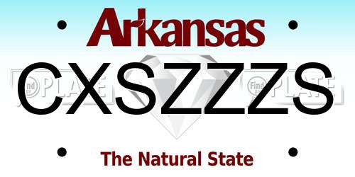 CXSZZZS Arkansas License Plate