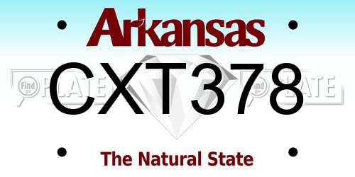 CXT378 Arkansas License Plate