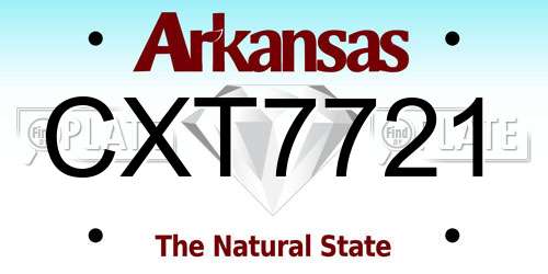 CXT7721 Arkansas License Plate