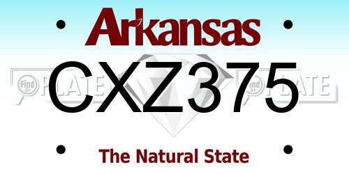 CXZ375 Arkansas License Plate