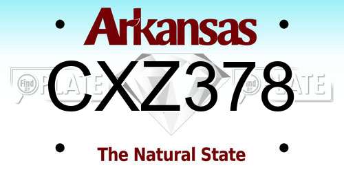 CXZ378 Arkansas License Plate