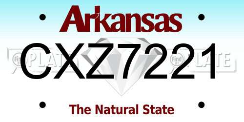 CXZ7221 Arkansas License Plate