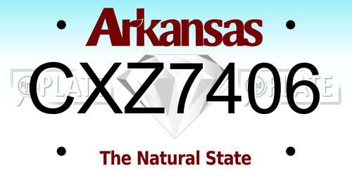 CXZ7406 Arkansas License Plate