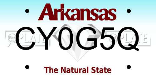 CY0G5Q Arkansas License Plate