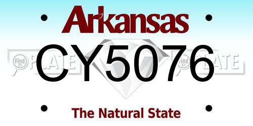 CY5076 Arkansas License Plate