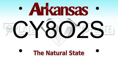 CY8O2S Arkansas License Plate
